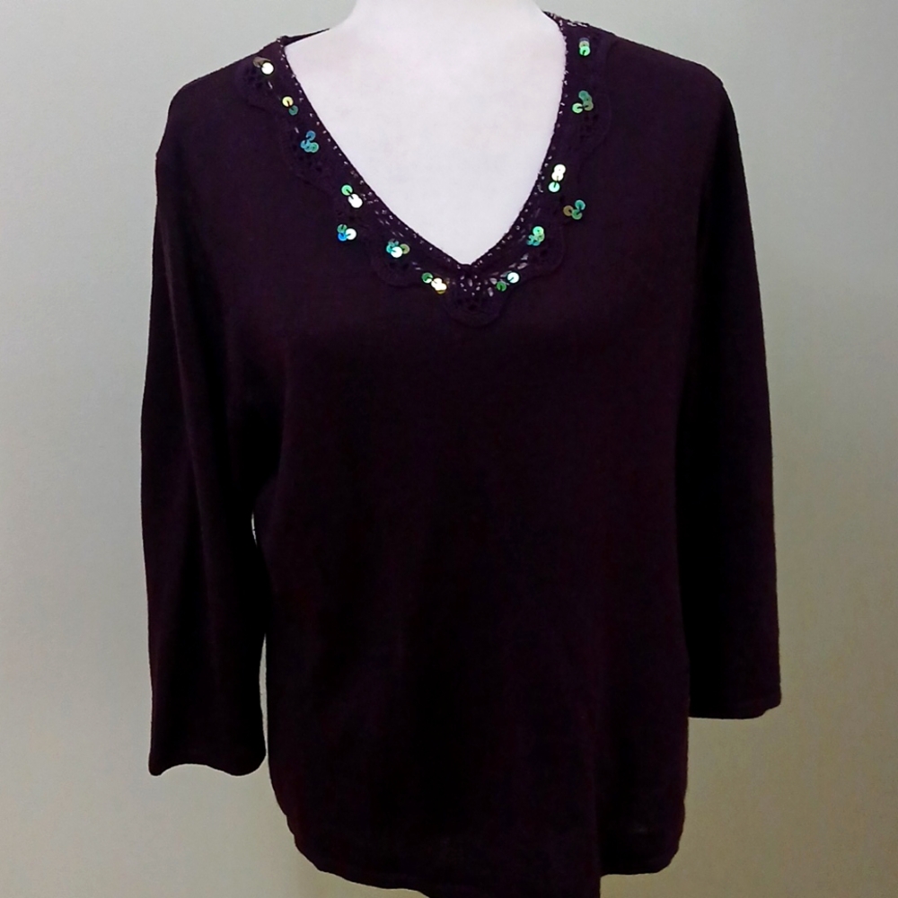 2/$15 Sag Harbor Sequin Pullover Sweater